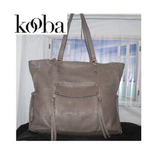 NEW $298 Kooba Tassel Expandable Leather Shopper Tote Shoulder Bag